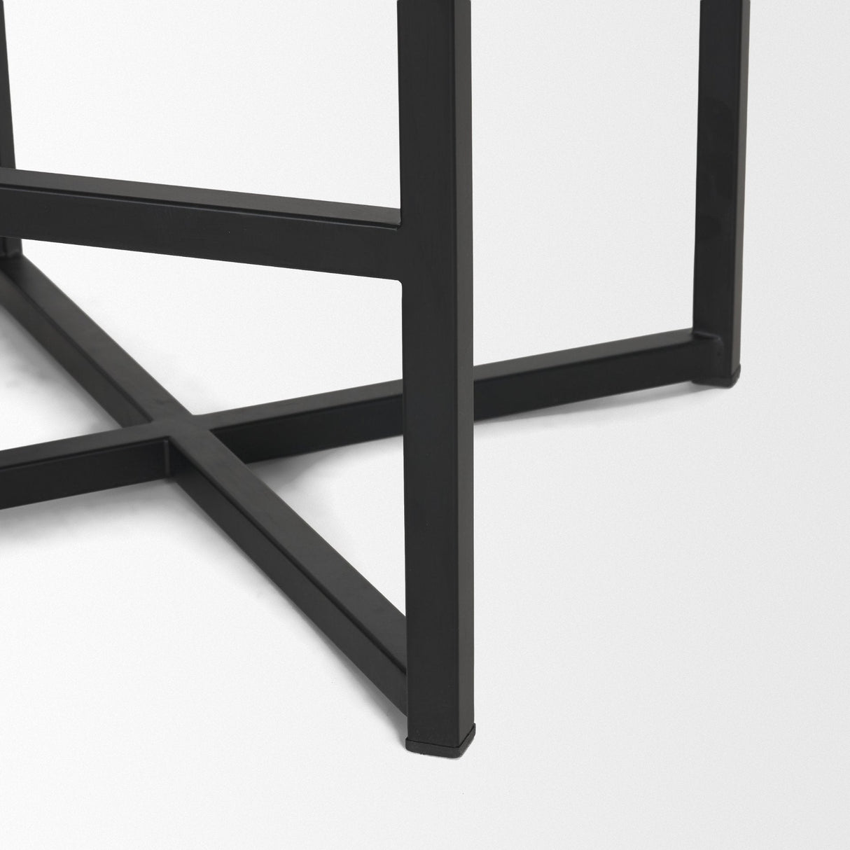 Frodo White Fabric Seat Black Metal Base Stool by Mercana at Eve Furniture