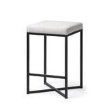 Frodo White Fabric Seat Black Metal Base Stool by Mercana at Eve Furniture