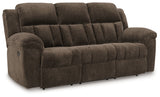 Frohn Chocolate Manual Reclining Sofa and Loveseat by Ashley at Eve Furniture