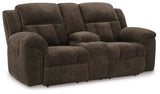 Frohn Chocolate Manual Reclining Sofa and Loveseat by Ashley at Eve Furniture