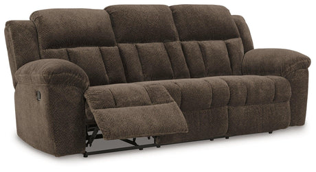 Frohn Chocolate Manual Reclining Sofa by Ashley at Eve Furniture