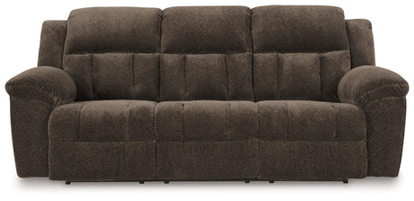 Frohn Chocolate Manual Reclining Sofa by Ashley at Eve Furniture