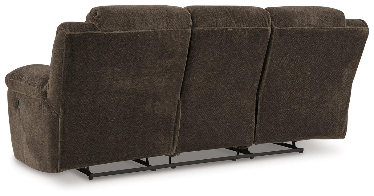 Frohn Chocolate Manual Reclining Sofa by Ashley at Eve Furniture