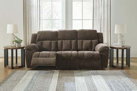 Frohn Chocolate Manual Reclining Sofa by Ashley at Eve Furniture