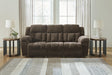 Frohn Chocolate Manual Reclining Sofa by Ashley at Eve Furniture