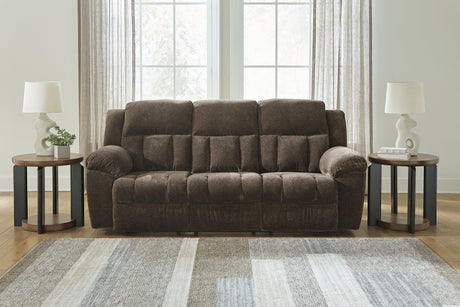 Frohn Chocolate Manual Reclining Sofa by Ashley at Eve Furniture
