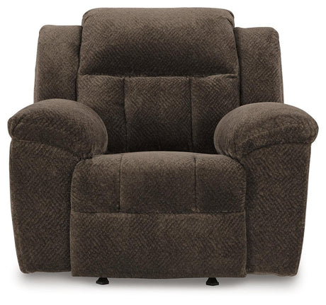 Frohn Chocolate Recliner by Ashley at Eve Furniture