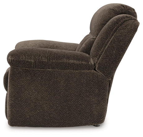 Frohn Chocolate Recliner by Ashley at Eve Furniture
