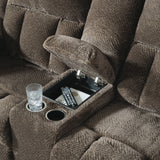 Frohn Chocolate Reclining Loveseat with Console