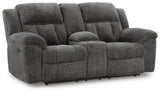 Frohn Graphite Manual Reclining Loveseat with Console by Ashley at Eve Furniture