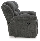 Frohn Graphite Manual Reclining Loveseat with Console by Ashley at Eve Furniture