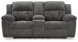 Frohn Graphite Manual Reclining Loveseat with Console by Ashley at Eve Furniture
