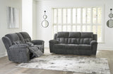 Frohn Graphite Manual Reclining Sofa and Loveseat by Ashley at Eve Furniture
