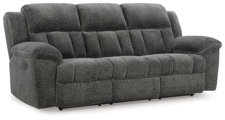 Frohn Graphite Manual Reclining Sofa and Loveseat by Ashley at Eve Furniture