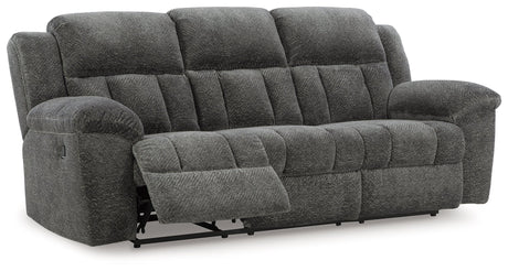 Frohn Graphite Manual Reclining Sofa and Loveseat by Ashley at Eve Furniture