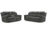 Frohn Graphite Manual Reclining Sofa and Loveseat by Ashley at Eve Furniture