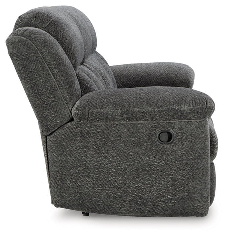 Frohn Graphite Manual Reclining Sofa by Ashley at Eve Furniture