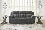 Frohn Graphite Manual Reclining Sofa by Ashley at Eve Furniture