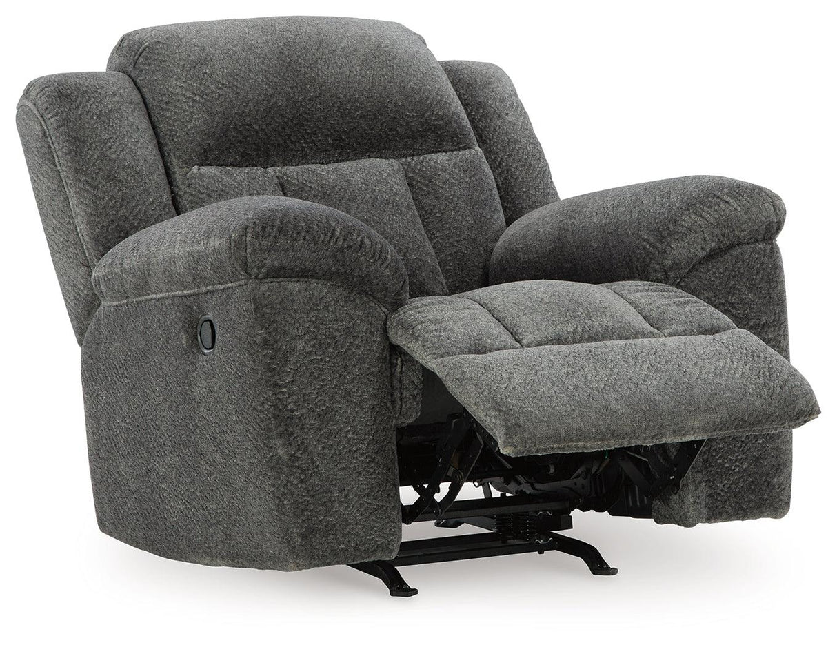 Frohn Graphite Recliner by Ashley at Eve Furniture