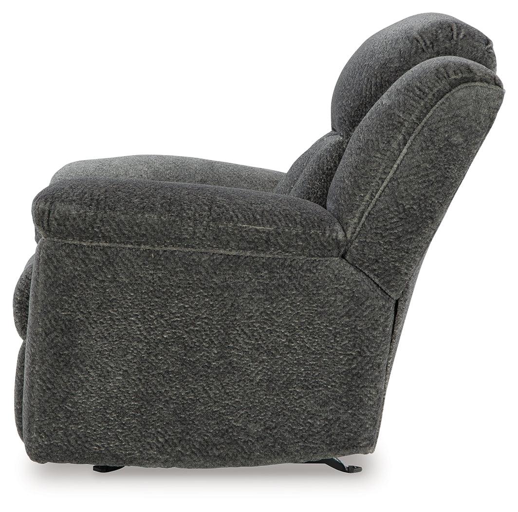 Frohn Graphite Recliner by Ashley at Eve Furniture