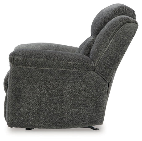 Frohn Graphite Recliner by Ashley at Eve Furniture