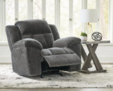 Frohn Graphite Recliner by Ashley at Eve Furniture