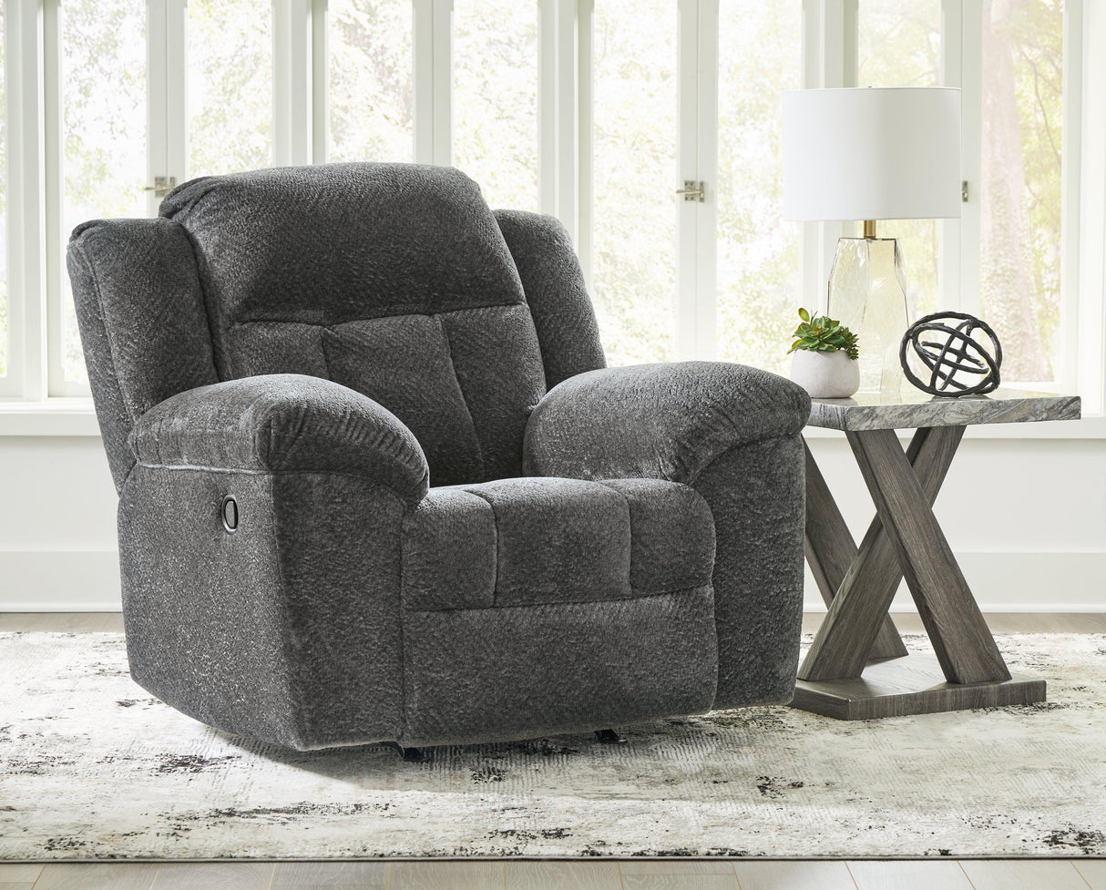 Frohn Graphite Recliner by Ashley at Eve Furniture