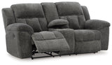 Frohn Graphite Reclining Loveseat with Console