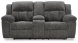 Frohn Graphite Reclining Loveseat with Console