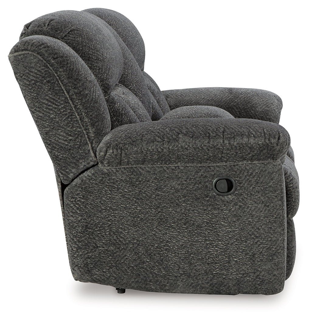 Frohn Graphite Reclining Loveseat with Console