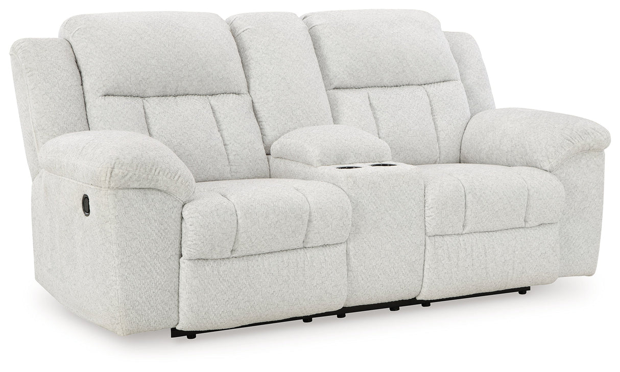 Frohn Snow Reclining Loveseat with Console