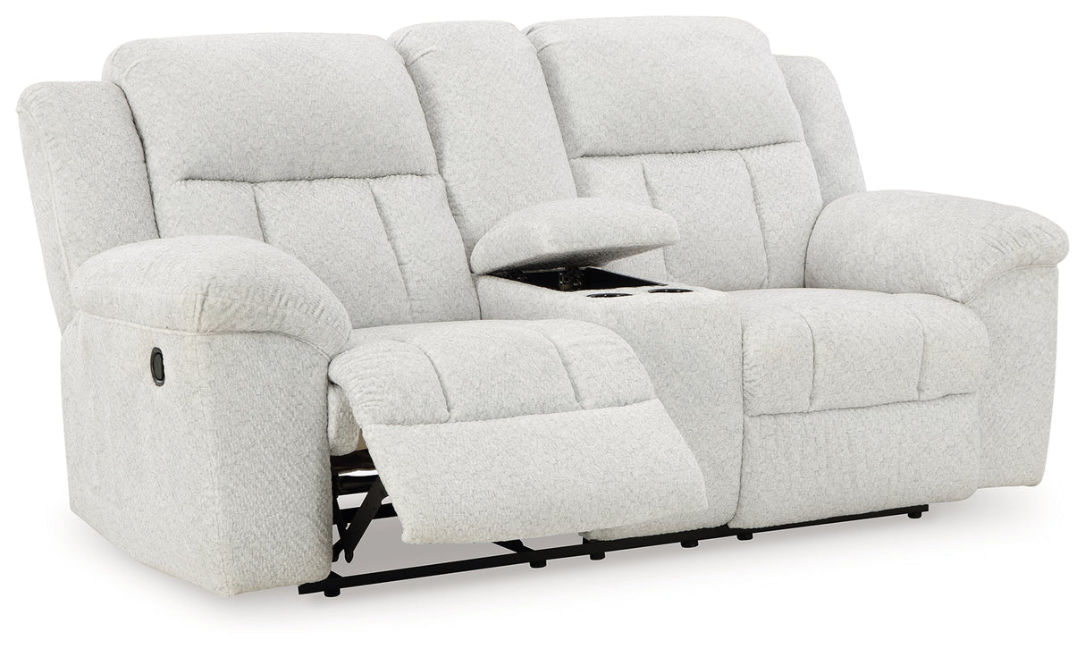 Frohn Snow Reclining Loveseat with Console