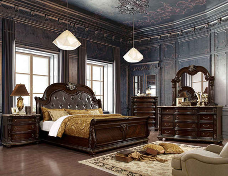 Fromberg Brown Cherry 4-Piece Queen Bedroom Set by Furniture of America at Eve Furniture