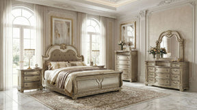 Fromberg Gold Champagne 5-Piece Queen Bedroom Set by Furniture of America at Eve Furniture