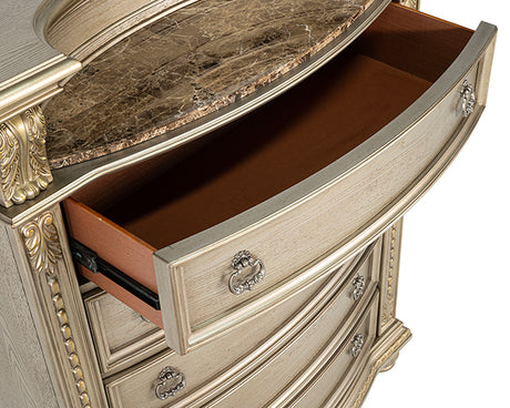 Fromberg Gold Champagne Chest w/Marble Insert by Furniture of America at Eve Furniture