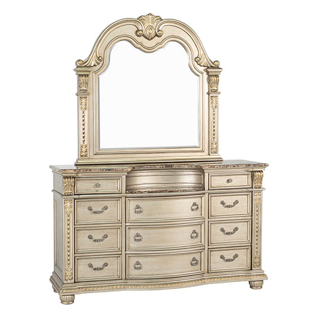 Fromberg Gold Champagne 5-Piece Queen Bedroom Set by Furniture of America at Eve Furniture