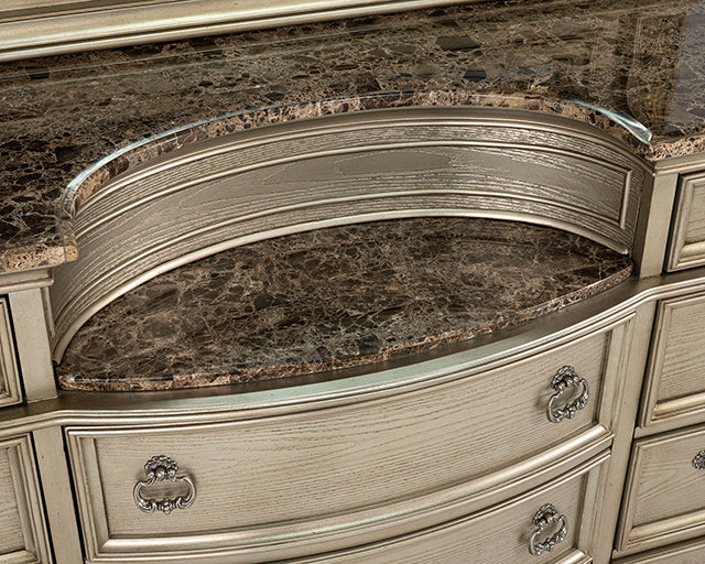 Fromberg Gold Champagne Dresser w/ Marble Top by Furniture of America at Eve Furniture