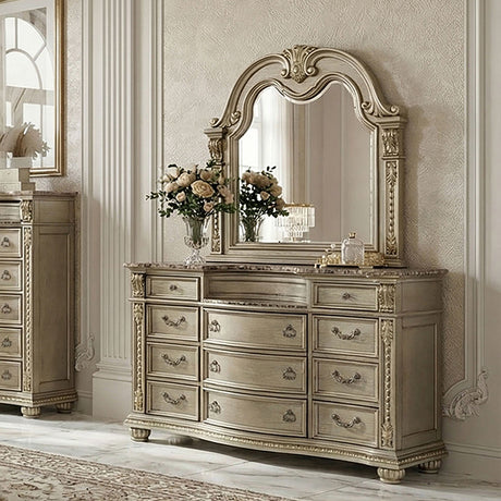 Fromberg Gold Champagne 5-Piece Queen Bedroom Set by Furniture of America at Eve Furniture