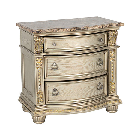 Fromberg Gold Champagne Nightstand w/ Marble Top by Furniture of America at Eve Furniture