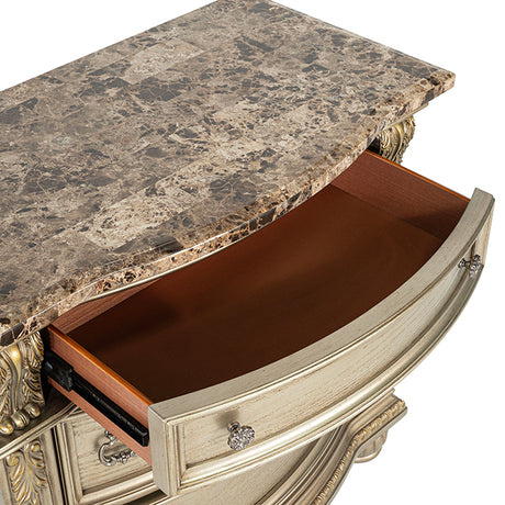Fromberg Gold Champagne Nightstand w/ Marble Top by Furniture of America at Eve Furniture