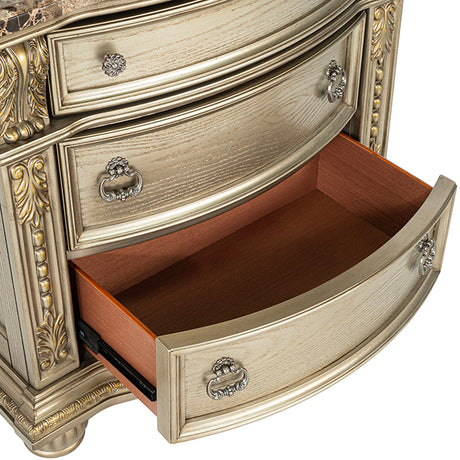 Fromberg Gold Champagne Nightstand w/ Marble Top by Furniture of America at Eve Furniture