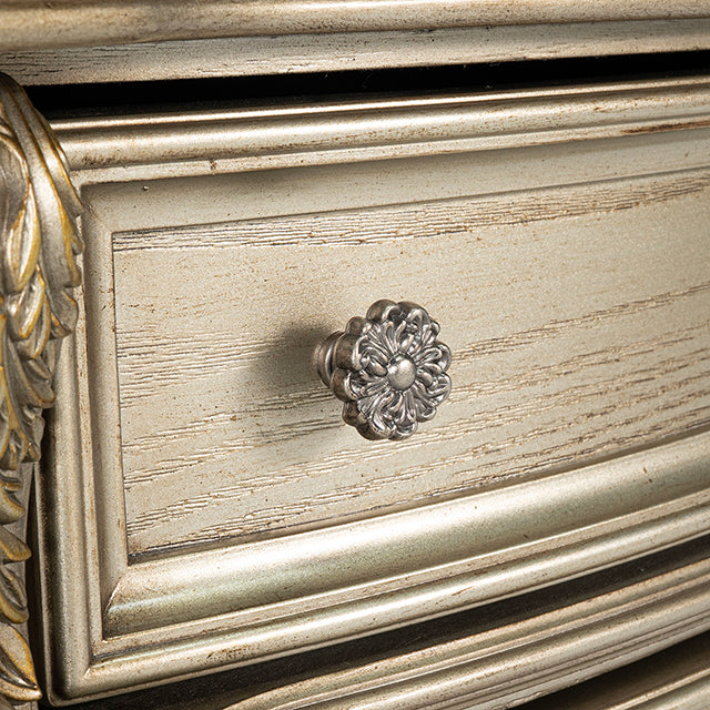 Fromberg Gold Champagne Nightstand w/ Marble Top by Furniture of America at Eve Furniture