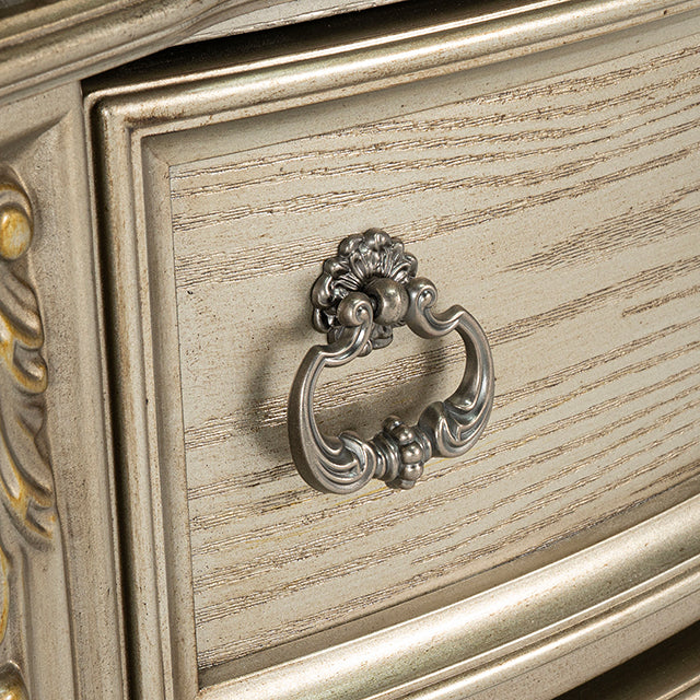 Fromberg Gold Champagne Nightstand w/ Marble Top by Furniture of America at Eve Furniture