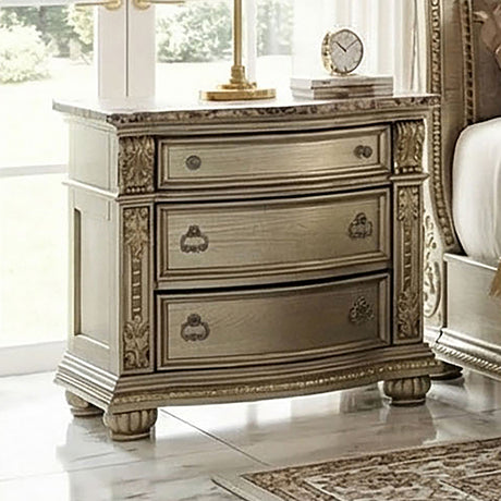 Fromberg Gold Champagne Nightstand w/ Marble Top by Furniture of America at Eve Furniture