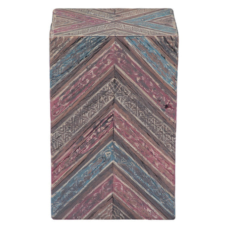 Rustic Roots 12" Hand Painted Drum Side Table by Home Trends & Design at Eve Furniture