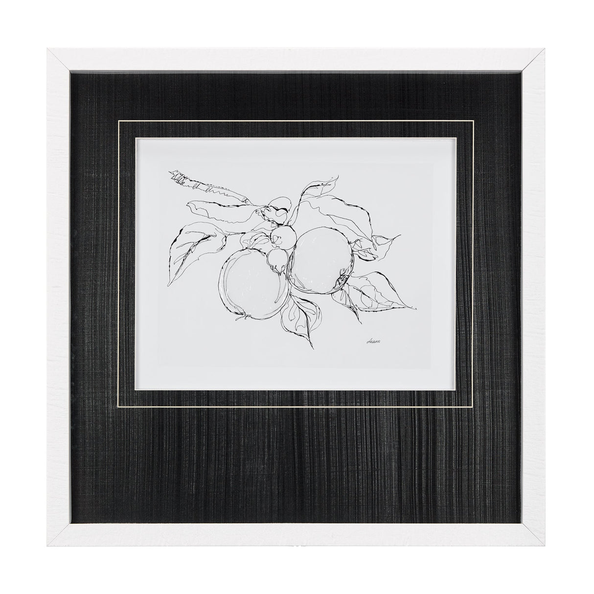 Fruit Sketch Apple by Mercana Studio a Hand Embellished Textured Framed Art Print Matted under Glass by Mercana at Eve Furniture