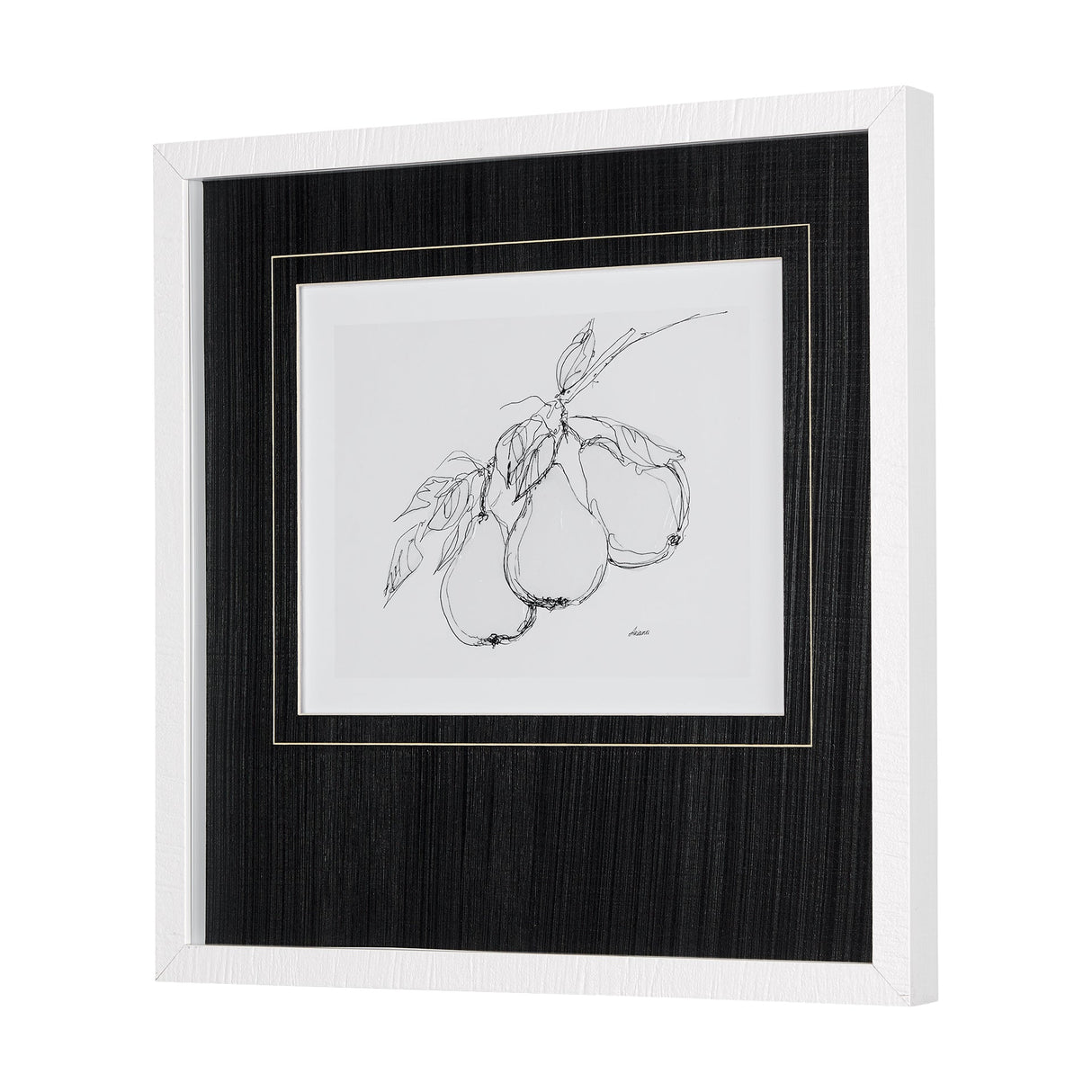 Fruit Sketch Pear by Mercana Studio a Hand Embellished Textured Framed Art Print Matted under Glass by Mercana at Eve Furniture