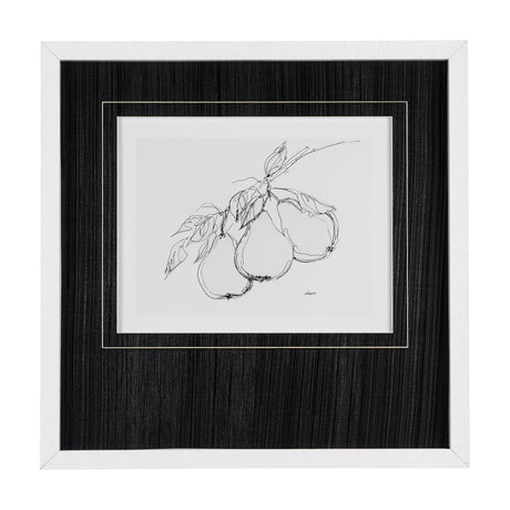 Fruit Sketch Pear by Mercana Studio a Hand Embellished Textured Framed Art Print Matted under Glass by Mercana at Eve Furniture