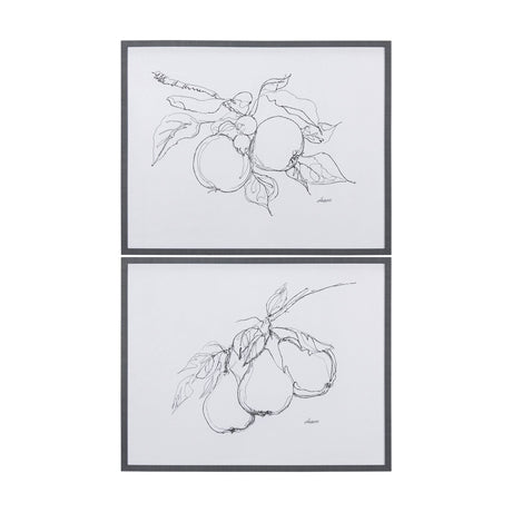 Fruit Sketch Pear by Mercana Studio a Hand Embellished Textured Framed Art Print by Mercana at Eve Furniture