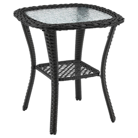 Fruttuo Patio 2-Person Seating Group with End Table with Cream Cushions by Manhattan Comfort at Eve Furniture